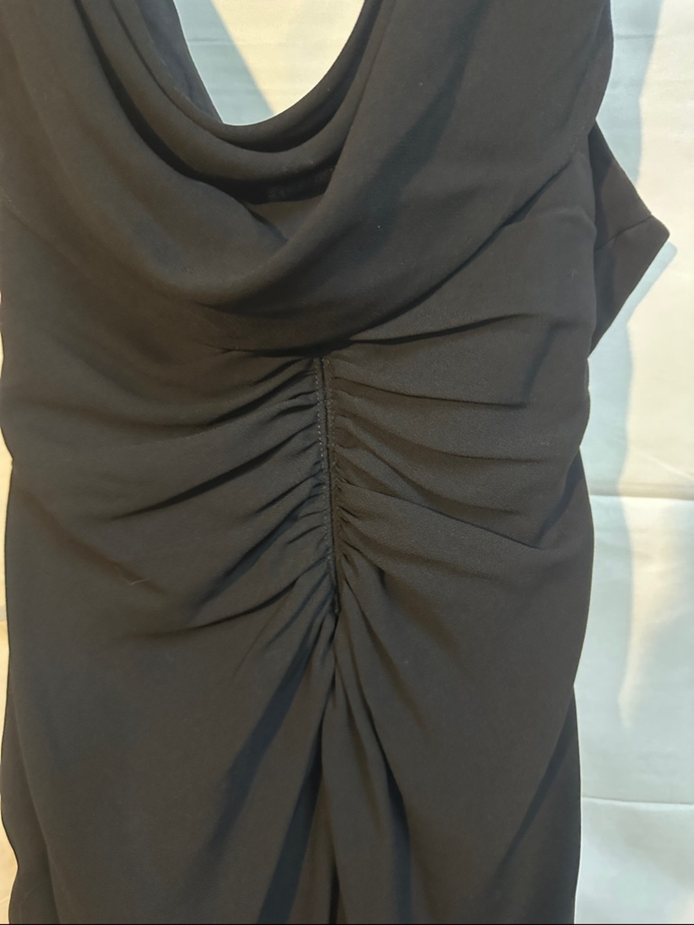 David’s Bridal Black Sleeveless V-Neck Gown with Decorative Brooch - Picture 4 of 5